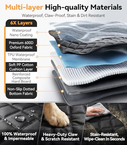 Rorhxia Dog Seat Cover for Backseat, [Ultimate Safe, Comfortable and Large Space] Waterproof 600D Heavy Duty Dog Car Hammock, Release Passenger Seats, Fits Sedan/SUV/Truck, Large Dog Friendly, L - size: L-For Car/SUV/Small Truck