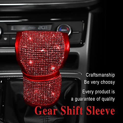 Bling Auto Gear Shift Knob Cover, Car Knob Gear Stick Protector with Crystal Glitter Bling Rhinestones, Universal Car Interior Decor Accessories for Girls, Lady