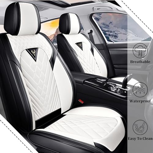 Car Seat Covers Full Set for KIA Sportage 2002-2026, Waterproof Nappa Leather Car Seat Cover, Full Coverage Car Seat Covers Sets(5 Seats/Black White)