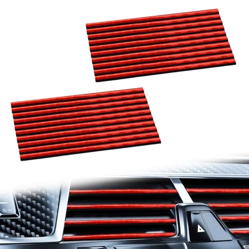 Automotive 20PCS Universal Car Air Conditioner Vent Trim Decoration Strip Bendable Vent Outlet Trim for Most Cars SUVs and Trucks with Straight Grilles, Crushed Ice Red