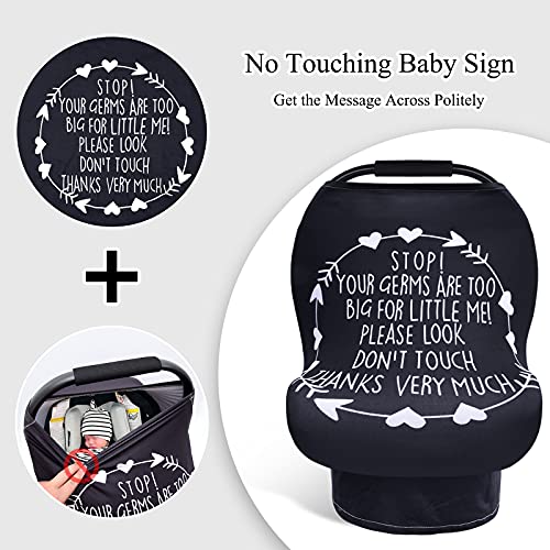 Metplus Car Seat Cover Baby, No Touch Sign Carseat Canopy, Nursing Breastfeeding Covers, Stretchy Universal Fit, Multi-Use for Stroller/Shopping Cart/High Chair, Gender Neutral Shower Gift - color: Black