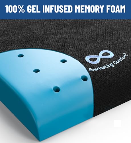 Everlasting Comfort Ventilated Wheelchair Cushions for Pressure Relief - Gel Memory Foam Wheel Chair Seat Cushion Pad for Seniors and Adults & Pain Relief - Soft Non-Slip Cover - Office Accessories