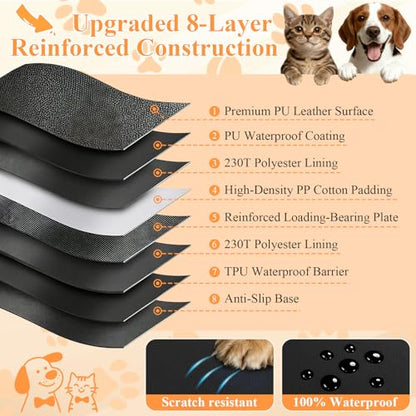 Hard Bottom Car Seat Back Cover for Dogs, Anti Scratch PU Leather Backseat Extender for Dogs, Waterproof Pet Car Hammock Supports 400 Lbs for Car, SUV, Small Truck