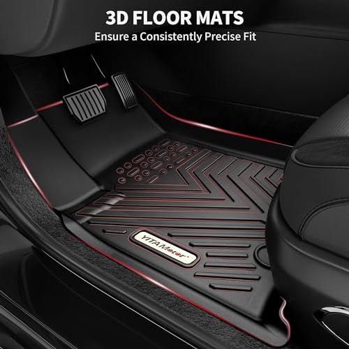 YITAMOTOR Floor Mats Compatible with 2015-2019 Ford Explorer Without 2nd Row Center Console, Custom Fit Floor Liners 1st & 2nd Row All- Weather Protection,Black