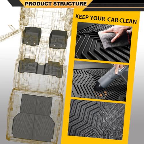 Floor Mats & Cargo Liner Fit Jeep Compass 2017 2018 2019 2020 2021 2022 2023 2024 2025 All Weather Protection TPE Floor Liners 1st & 2nd Row Black, alfombras para carro - size: Fit Compass 2017-2025 | Black 3PCS