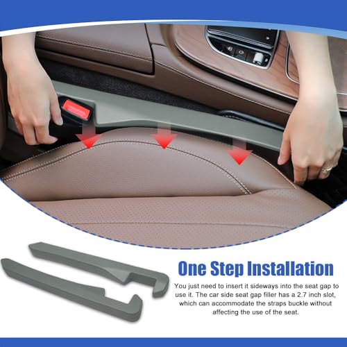 2PCS Car Seat Gap Filler, Car Blocker, PU Leather Fill The Gap Between Seat and Center Console, Universal Car Interior Accessories Flexible Seat Gap Organizer for Most Cars (Gray)