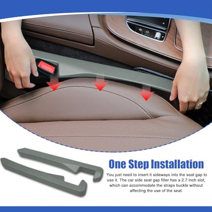 2PCS Car Seat Gap Filler, Car Blocker, PU Leather Fill The Gap Between Seat and Center Console, Universal Car Interior Accessories Flexible Seat Gap Organizer for Most Cars (Gray)