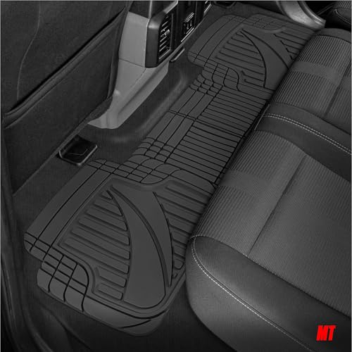 Motor Trend FlexTough Advanced Heavy Duty Black Rubber Car Floor Mats & Cargo Liner for SUV & Car Full Set - Universal Trim to Fit All Weather Automotive Floor Mat & Cargo Liners for SUV, Car, & Van