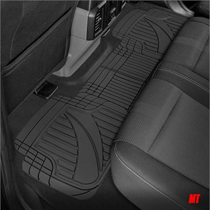 Motor Trend FlexTough Advanced Heavy Duty Black Rubber Car Floor Mats & Cargo Liner for SUV & Car Full Set - Universal Trim to Fit All Weather Automotive Floor Mat & Cargo Liners for SUV, Car, & Van