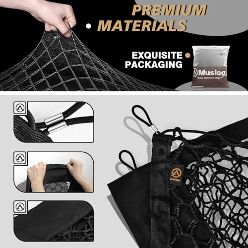 Truck Bed Cargo Net Trunk Netting Compatible with Toyota RAV4 2019-2024 2025 Accessories, Pickup Cargo Organizer SUV Sedan Storage Net w/Heavy Duty Carabiners - style: 19-24 RAV4