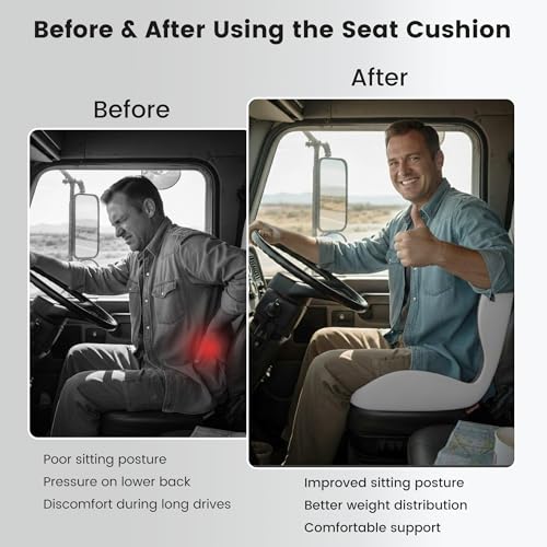 Ergonomic Seat Cushion with Memory Foam & Lumbar Support – Orthopedic Cushion for Car, Truck & Office Chairs, Non-Slip Pad for Daily Comfort