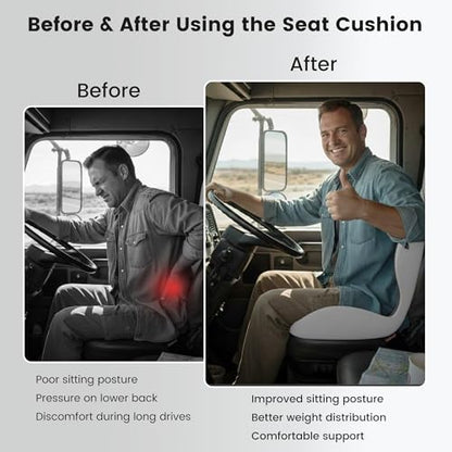 Ergonomic Seat Cushion with Memory Foam & Lumbar Support – Orthopedic Cushion for Car, Truck & Office Chairs, Non-Slip Pad for Daily Comfort