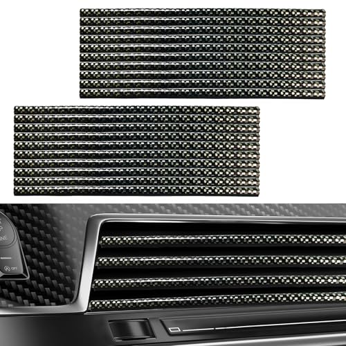 20 PCS Car Air Conditioner Decoration Strips, Waterproof Straight Air Vent Outlet Decorative Trim, Bendable Vent Strip Interior Decor for Most Vehicles, Car Accessories (Carbon Fiber) - color: Carbon Fiber
