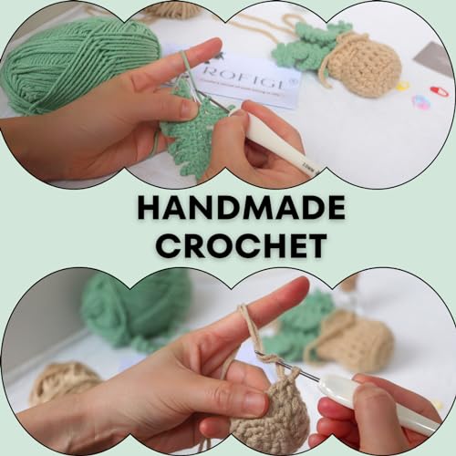 ROFIGL Handmade Crochet Hanging Car Air Freshener - Botanical Fern Leaf Design with 12ml Refillable Glass Essential Oil Bottle, Long-Lasting Car Diffuser & Nature-Inspired Decor - style: Fern