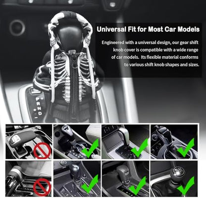 Salior Car Gear Shift Cover for Skull Style,Funny Gear Shift Hoodie Car Interior Accessories with Zip,Cool Car Accessories Interior Shift Knob Hoodie Fit Most Auto Trucks