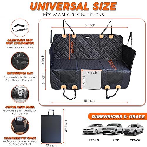 Back Seat Extender for Dogs Hard Bottom - Sturdy Dog Hammock for Car, Holds 400lbs Seat Cover for Dogs, with Seatbelt (No Foam) - color: No Foam