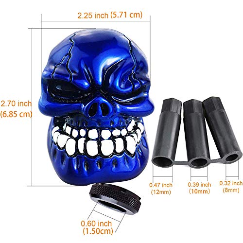 Skeleton Shifter Knobs Skull Gear Lever Handle Car Shift Head Fit Most Manual Automatic Transmission, Blue - color: Blue