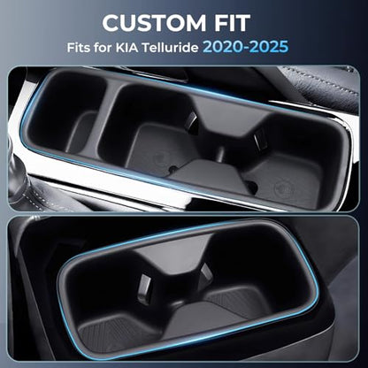 Cup Holder Inserts for KIA Telluride 2025 2024 2023 2022 2021 2020, Interior Accessories Center Console Front & Rear TPE Cup Holders Covers Protector for 2020-2025 Telluride, Black - style: Fits for 2020-2025 Telluride