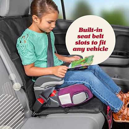 Lusso Gear Car Seat Protector - Waterproof Seat Covers for Infant & Cars - Non-Slip 8-Layer Protector - Rear Shield with Mesh Pockets - Black with Red Stitching, Universal Fit - color: 1-Pack Black with Red Stitching