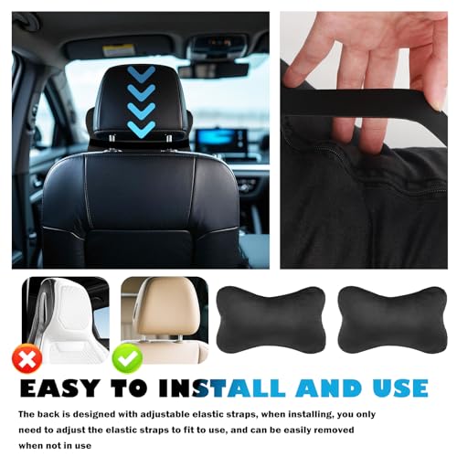 2PCS Car Headrest Pillow Soft & Comfortable,Breathable Car Neck Pillow for Neck Support & Relieve Driving Fatigue,All-Season Necks Pillows for Cars Interior Accessories
