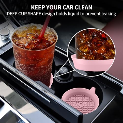 ME.FAN Car Cup Holder Coasters [4 Pack] Silicone Cups Mats, Automotive Universal Non-Slip Recessed Interior Accessories Dusty Rose - color: 4 Pack-dusty Rose