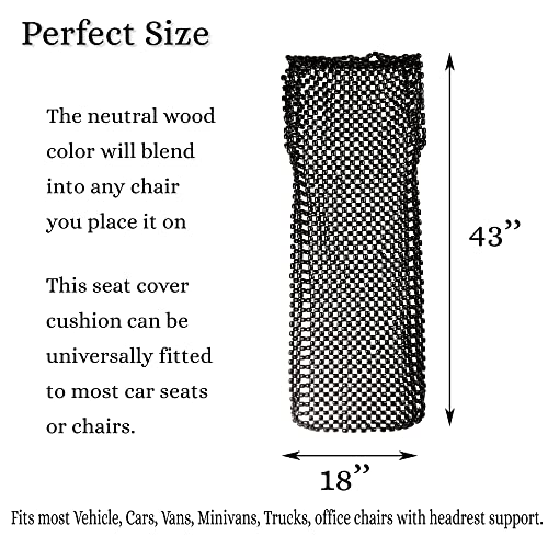 Zento Deals Bead Seat Cover Black Royal Wood Massage Cool Premium Comfort Cushion- Reduces Fatigue the Car or Truck or Your Office Chair