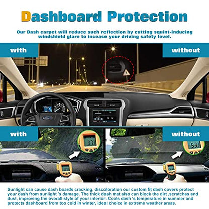 x xotic tech Center Console Dashboard Mat Pre-Cut Non-Slip Sunshield Sun Glare Protector Dash Carpet Pad Black Cover Compatible with Ford Fusion 2013 2014 2015 2016 2017 2018 2019 2020 - color: Compatible with Fusion 2013-2020