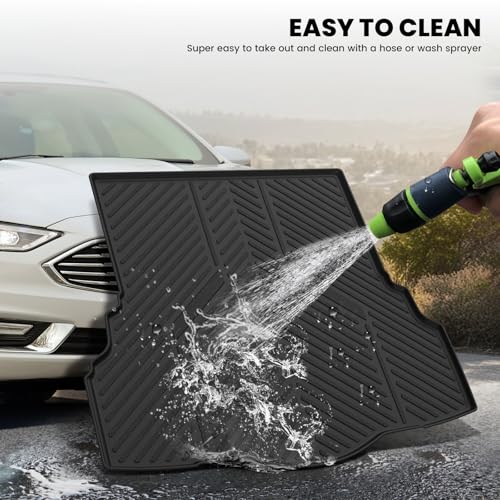 LASFIT Trunk Mat for Ford Fusion 2013-2020 (Only Fit Gasoline Not Fit Hybrid & PHEV) All Weather TPE Mats Custom Fit Cargo Mats for Ford Fusion Car Mats and Cargo Liner, Black - size: 2013-2020 | For Ford Fusion | Cargo Mat