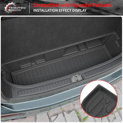 Cargo Mat Compatible with 2020-2025 Hyundai Palisade Trunk Liner Cargo Liner Lower Truck Mat Back Seat Cover Protector 2024 Palisade Accessories (Trunk Mat with Backrest Mat+Sub Truck Mat) - style: For Hyundai Palisade | 2020-2025