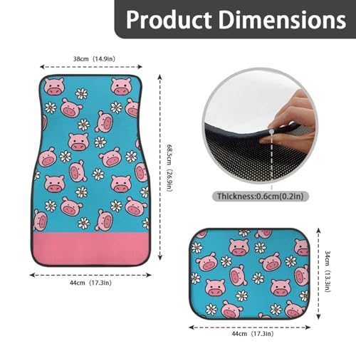Pig Flower Blue Car Floor Mats Front & Rear Car Mats Universal Fit for SUV,Vans,sedans, Trucks,Set of 4pcs Car Carpet - color: Pig Flower Blue