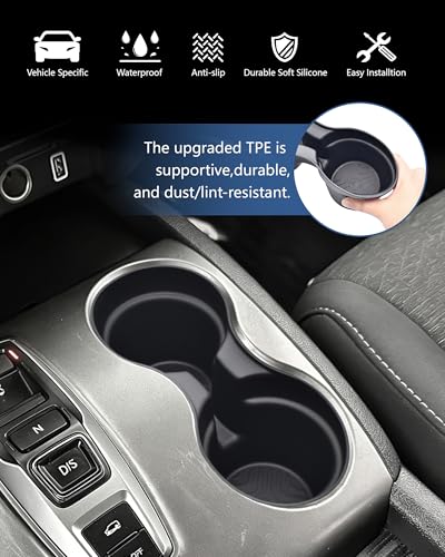 Cup Holder Inserts for Honda Pilot 2016-2022| Ridgeline 2017-2023| Passport 2019-2023 Accessories, Non-Slip TPE Center Console Protector to Prevent Spills & Scratches - size: For Pilot 16-22&Ridgeline 17-23&Passport 19-23