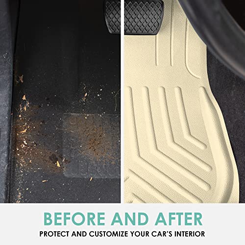 FH Group Faux Leather Deep Dish Floor Mats, Beige, Universal Fit, Set of 4, Trim-to-Fit Car Mats for Most Sedan, SUV, Truck - color: BEIGE