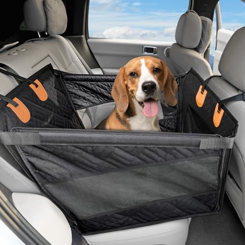 Kohree Dog Car Seat Cover for Small Dogs, Hard Bottom Dog Car Rear Seat Cover with Pipe Waterproof 600D, Pet Hammock Extender for Cars SUV Truck-S - size: S: Single Seat