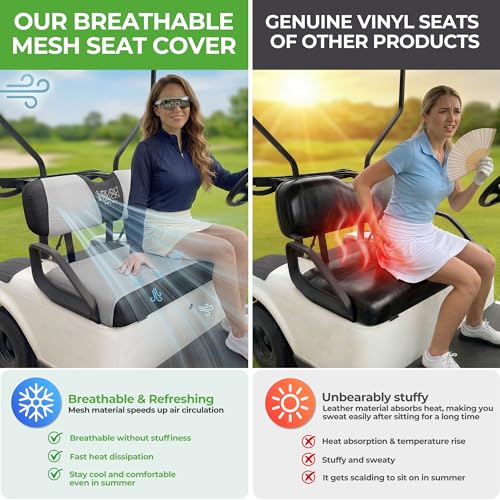 10L0L Golf Cart Seat Covers, Super Comfort Cooler Than Vinyl Seat Cover, Front and Rear Seat Cover for Yamaha EZGO Club Car, No Drilling Breathable Mesh Bench Seat Blanket, Machine Washable - color: Light Gray, style: Front Seat - For EZGO TXT & RXV & Clu