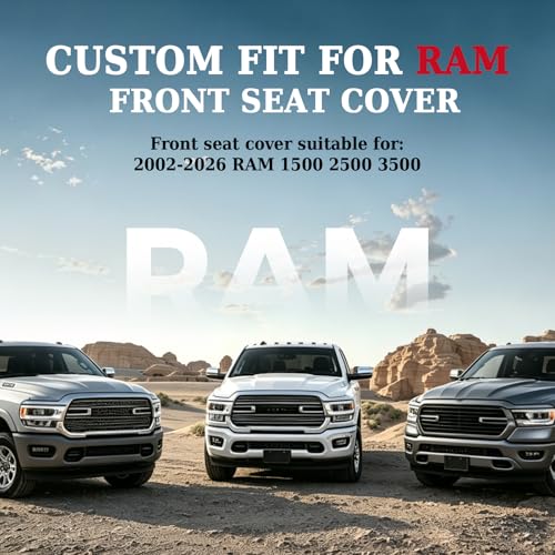 Coverado Front Seat Covers, Waterproof Front Car Seat Covers for Truck Compatible with 2002-2026 Dodge Ram 1500 2500 3500 Crew Double Mega Quad Cab(Blue) - color: Blue, size: FrontPair