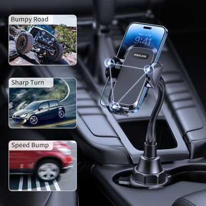 Miracase Cup Holder Phone Mount - Universal Gooseneck Adjustable Car Cell Phone Mount for iPhone, Samsung, Google and All 4.0-7.2 inches Smartphones - color: Gooseneck