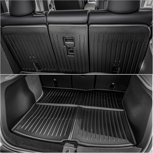 OEDRO Floor Mats for Tesla Model Y Juniper 2025-2026, Front & Rear Mats with Cargo Liner and Seatback Protector, Custom Fit TPE All-Weather Odorless Non-Slip Black Accessories