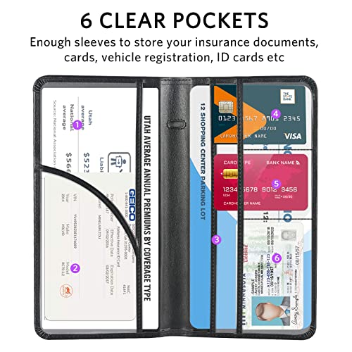 CoBak Car Registration and Insurance Holder - Vehicle Glove Box Car Organizer, Auto Truck Comparment Accessories Case for Essential Document, Driver License, Cards - color: A-Black