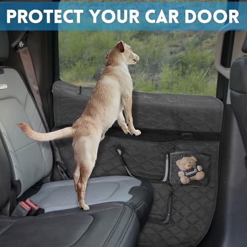 Dog Car Door Protector Compatible with Ford F-150 2015 2016-2021 2022 2023 Thickening Pet Vehicle Door Guard Cover with Storage Pocket Anti-Scratch Nonslip Machine Washable Black (2 Pack) - size: F-150 2015-2023