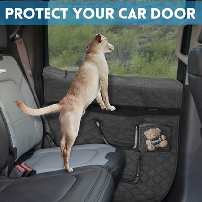 Dog Car Door Protector Compatible with Ford F-150 2015 2016-2021 2022 2023 Thickening Pet Vehicle Door Guard Cover with Storage Pocket Anti-Scratch Nonslip Machine Washable Black (2 Pack) - size: F-150 2015-2023
