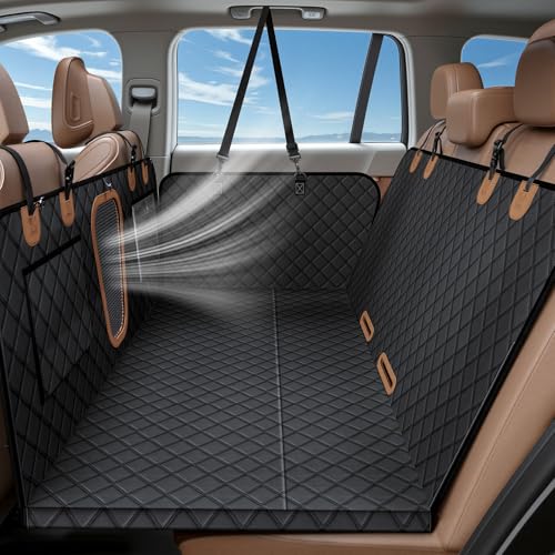 A-Pce Dog Car Seat Cover for Back Seat, Hard Bottom Back Seat Extender for Dogs, Back Seat Pet Cover for Dogs - Supports 400lbs, Waterproof Heavy Duty Scratch Dog Hammock for Car SUV and Small Truck