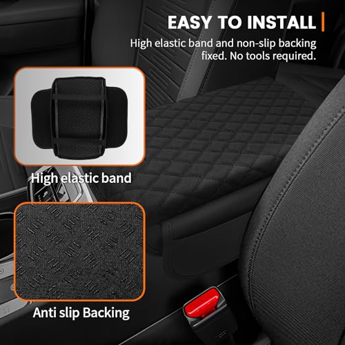 Center Console Cover for Hyundai Santa Cruz 2022 2023 2024 2025 2026 Accessories, Breathable PU Leather Armrest Cover Cushion Pad for Truck, Anti-Scratch Protector, Black Storage Bag - size: Hyundai Santa Cruz 2022-2026