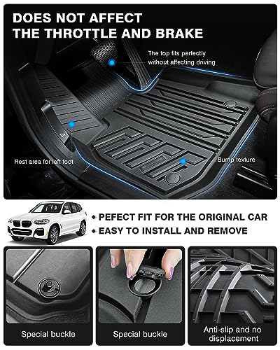 Floor Mats for 2018-2024 BMW X3 / 2019-2024 BMW X4, Custom Fit for X3 X4 Accessories, 3D TPE All Weather Car Mats Heavy-Duty Floor Liners (Fit All Models)