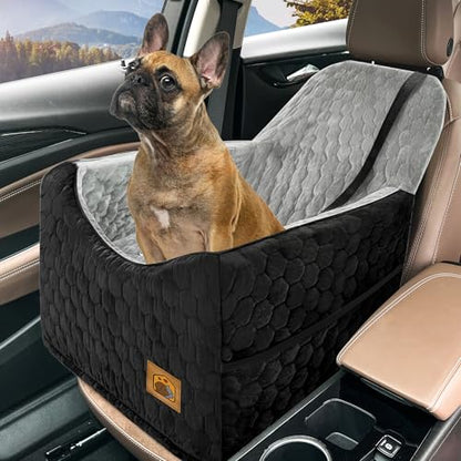 Dog Car Seat for Small/Medium Dogs, Memory Foam Dog Booster Seat, Travel Safety Per Car Seat with Washable Removable Cover, Storage Pockets, up to 35 lbs(BlackGray) - color: Black/Gray