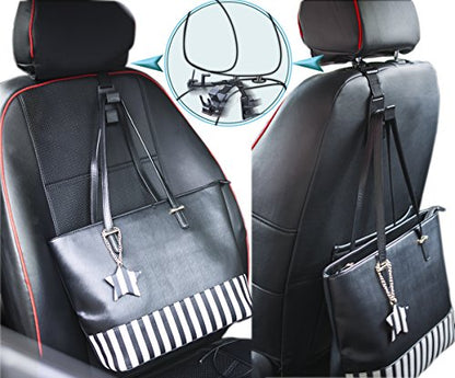 matteblack Magic Hanger Headrest Holder Organizer, Behind Over The Seat Car Hooks-Hang Purse Grocery Bags-4Pack (Frosted Black) - color: matteblack