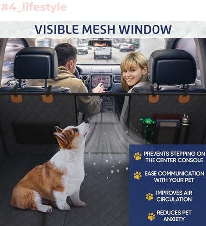 Katziela Back Seat Extender for Dogs-Large Space, Dog Car Seat Cover Hard Bottom Covered with 2 Foams Sturdy Backseat Extender for Dogs, Waterproof Dog Hammock for Car, SUV, Truck Car Bed 425Lbs - color: Black