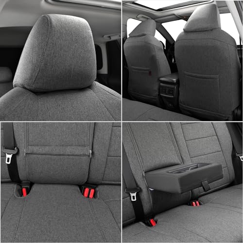 RAV4 PHEV Seat Covers Custom Fit for 2019-2024 2025 Toyota RAV4 Hybrid XSE,Hybrid SE,Prime SE/XSE,Full Coverage,Airbag Compatible,Polyester Car Seat Protector (Full Set,Gray) - color: Gray, size: 2019-2025 RAV4 Hybrid (XSE/SE),Prime/PHEV(XSE/SE)