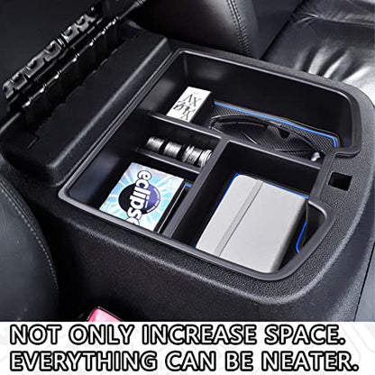 HGWEI Center Console Organizer Compatible with 2007-2014 Chevy Silverado GMC Sierra Avalanche Tahoe Suburban Yukon Yukon XL Accessories, Floor Mounted Center Console ONLY,Blue Trim - color: blue