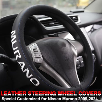 XITER Leather Steering Wheel Cover for Murano 2009-2024,with Murano Logo - color: Murano 2009-2024,With "Murano" LOGO