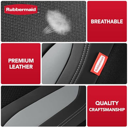 Rubbermaid Leather Mesh Car Seat Covers, Breathable Air Mesh Front Seat Cover, Universal Fit Slip-on Design, Airbag Compatible, Automotive Seat Protector for Most Cars, SUVs, Trucks, Vans-Gray - color: Gray
